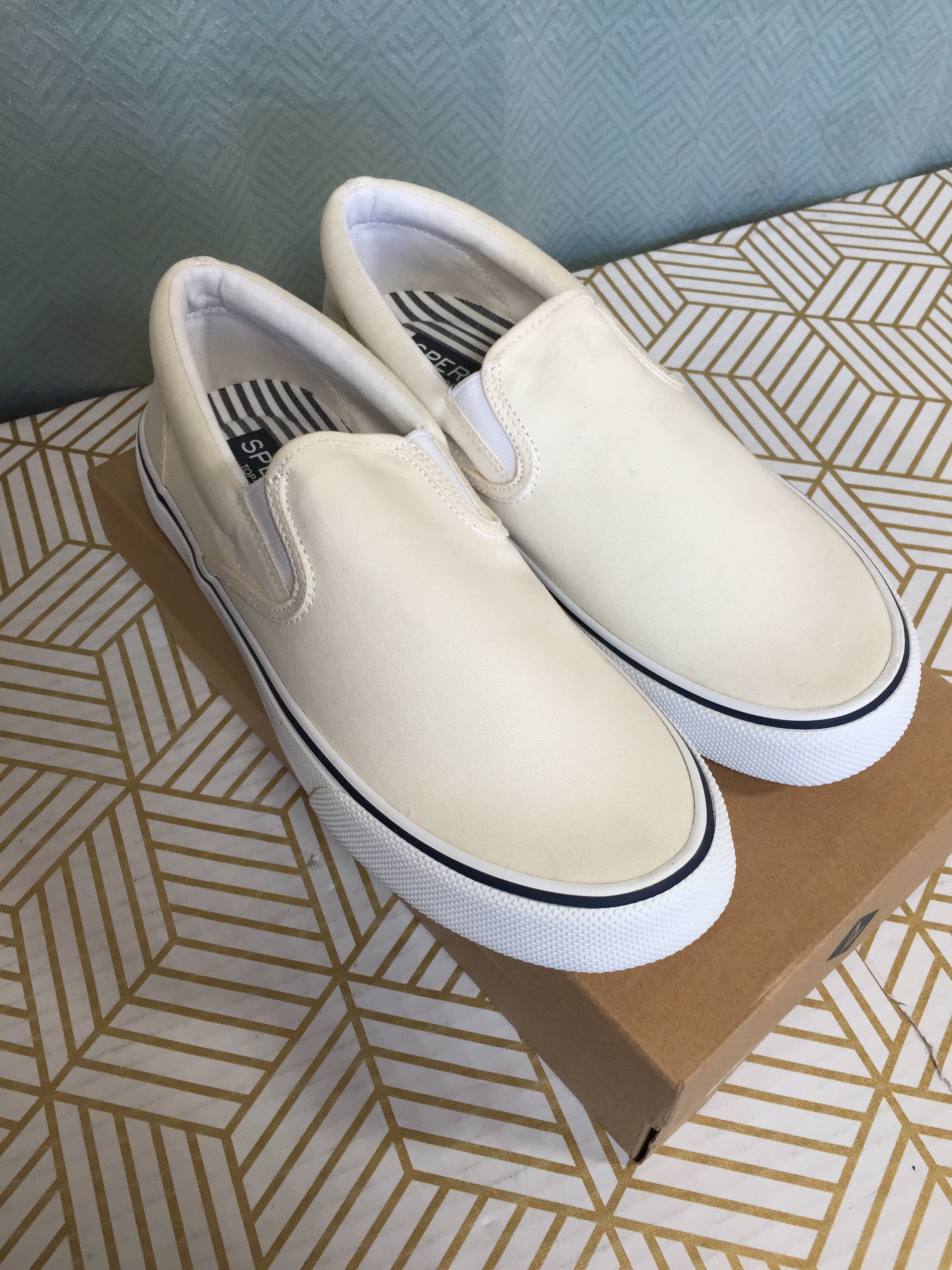Sperry Men's Striper II Slip on Sneaker, White - US Size 8 (7881160130798)
